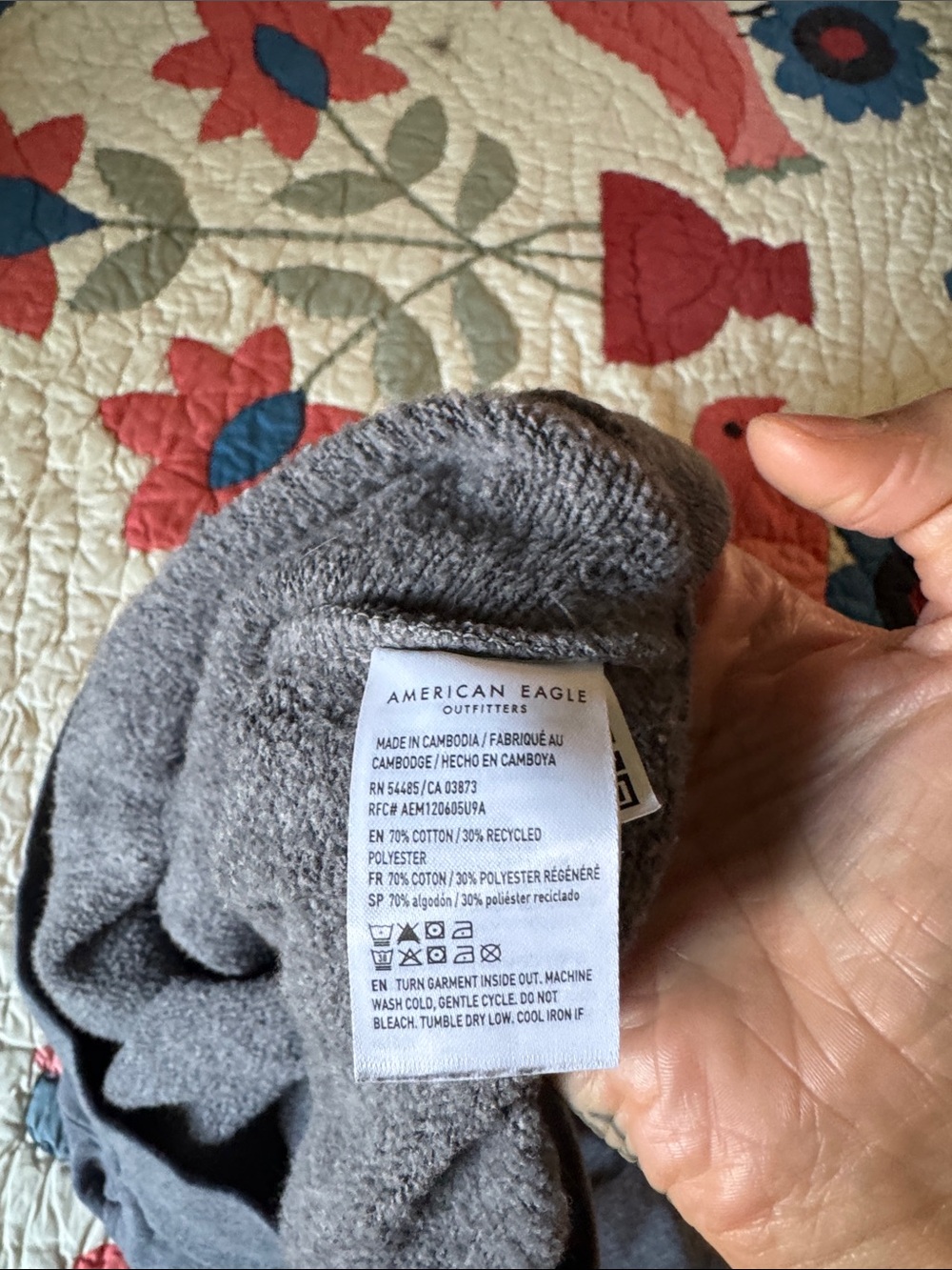Boxy oversized cropped AE American Eagle double zip hoodie gray grey Small S - Picture 8 of 8